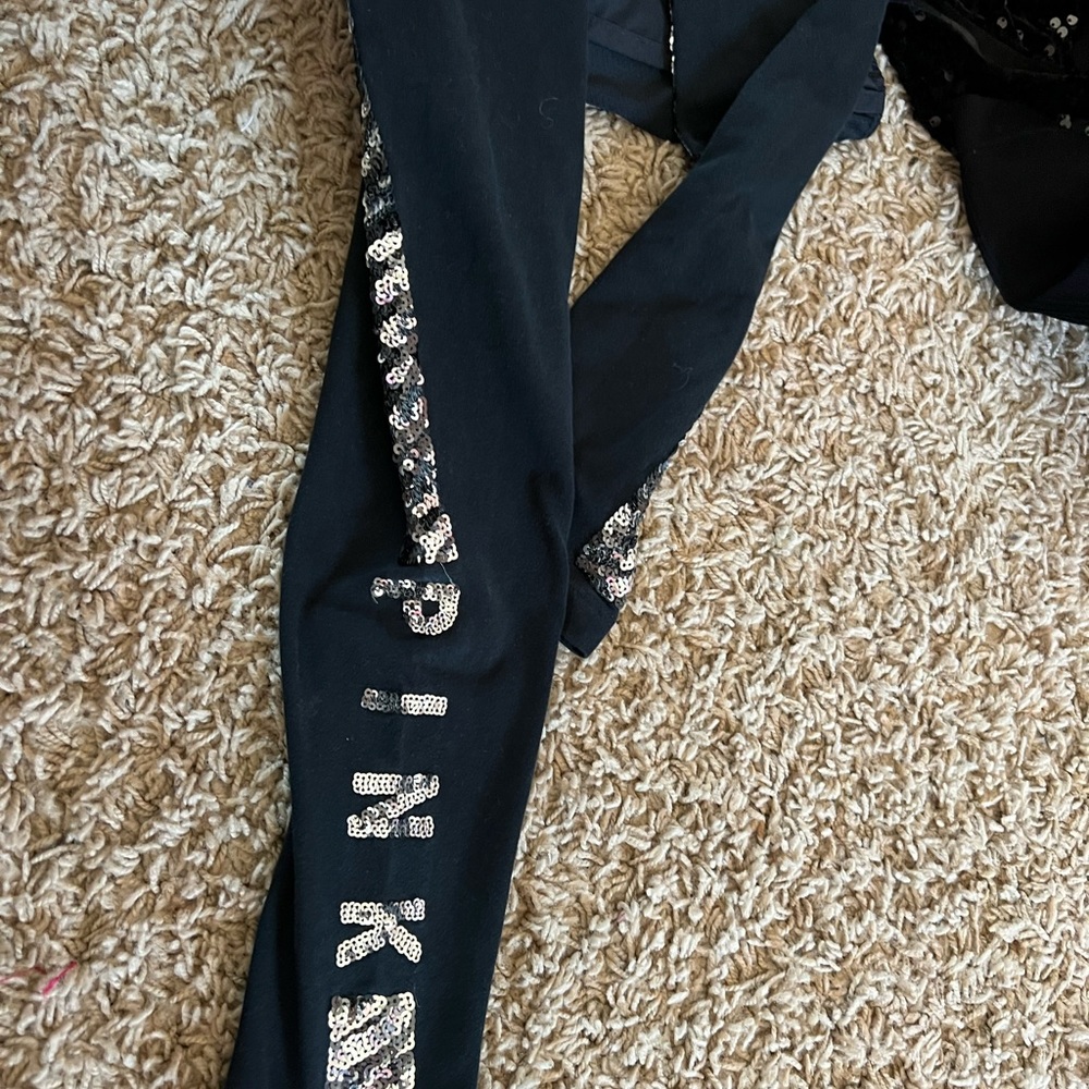 pink silver glitter leggings